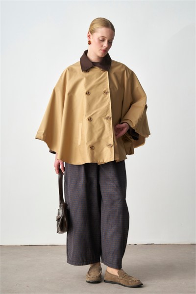Molly Nelly Kadın Oversize Trençkot Panço