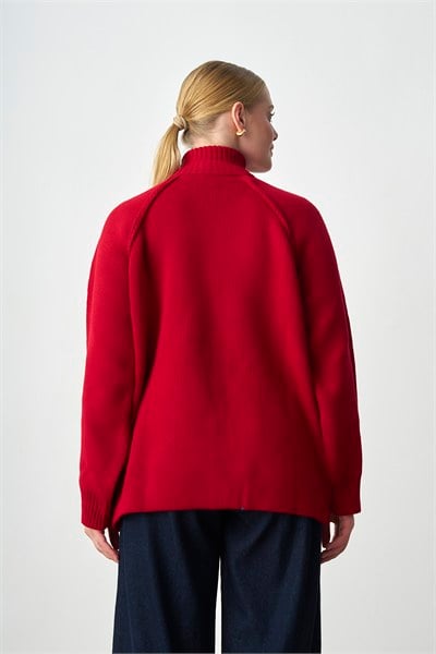 Molly Nelly Kadın Oversize Triko Çift Fermuarlı Hırka