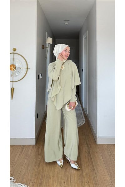 Molly Nelly Kadın Pelin Detaylı Üçlü Pantolon Takım