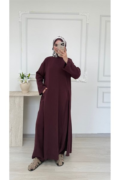 Molly Nelly Kadın Yırtmaçlı Tunik Muslin Pantolon Takım