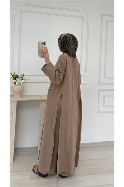 Molly Nelly Kadın Yırtmaçlı Tunik Muslin Pantolon Takım
