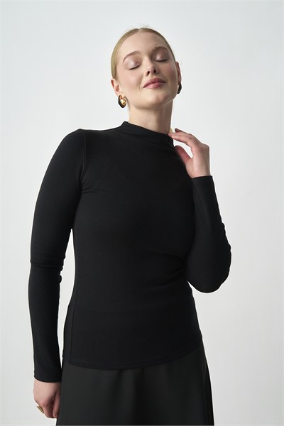 Molly Nelly Kadın Yüksek Yarım Yaka Uzun Kollu Body