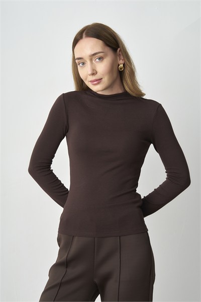 Molly Nelly Kadın Yüksek Yarım Yaka Uzun Kollu Body