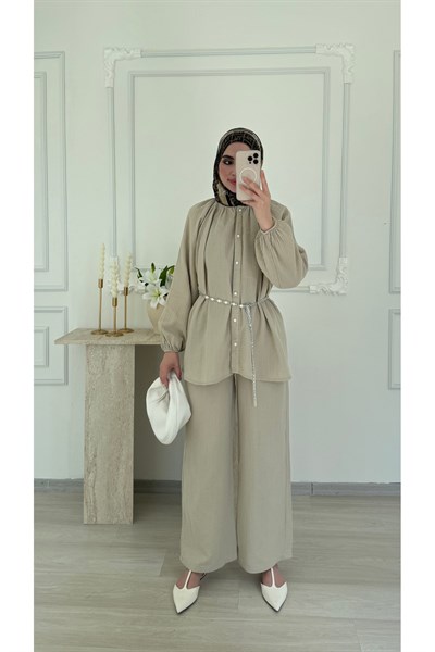 Molly Nelly Kadın Zincirli İncili Muslin Takım