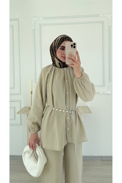 Molly Nelly Kadın Zincirli İncili Muslin Takım