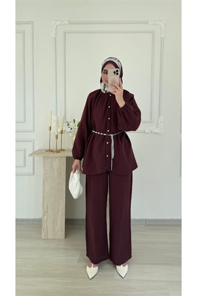 Molly Nelly Kadın Zincirli İncili Muslin Takım