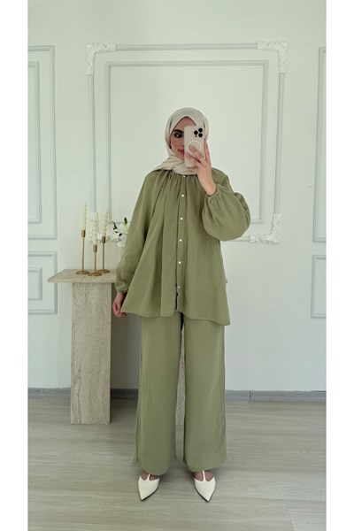 Molly Nelly Kadın Zincirli İncili Muslin Takım