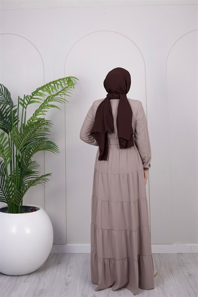 Çok Katlı Kuşaklı Ferace | Bej
