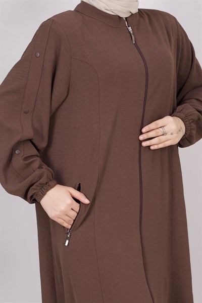 Kolları Düğme Detaylı Basic Kap | Kahve