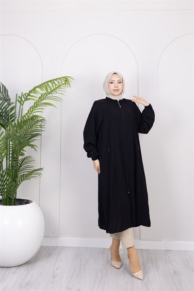 Kolları Düğme Detaylı Basic Kap | Siyah