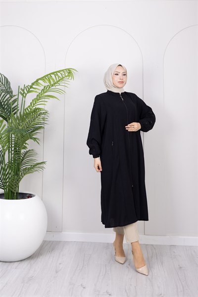 Kolları Düğme Detaylı Basic Kap | Siyah
