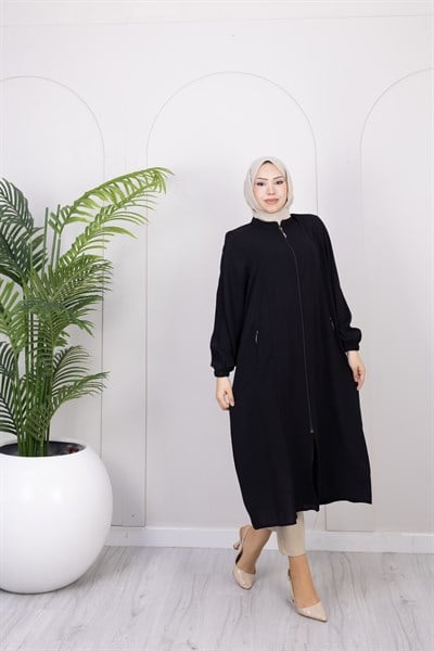 Kolları Düğme Detaylı Basic Kap | Siyah