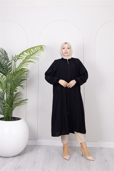 Kolları Düğme Detaylı Basic Kap | Siyah