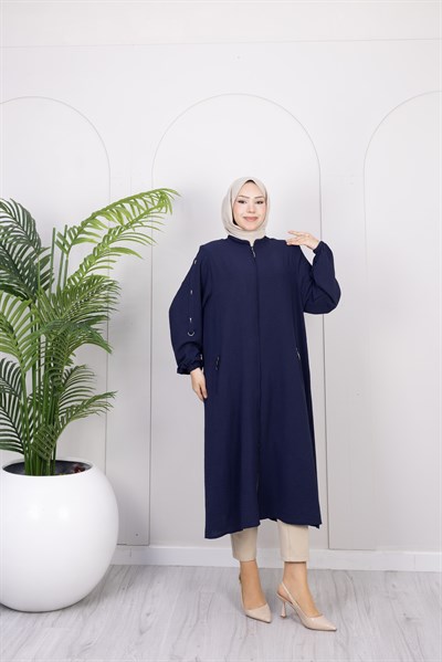 Kolları Taş Detaylı Kap | Lacivert