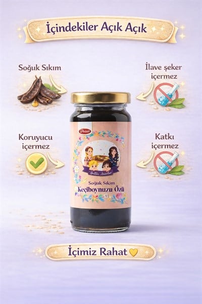 Şekersiz Keçiboynuzu Özü 250 ml (PESTİSİT ANALİZLİ,KORUYUCU IÇERMEZ)