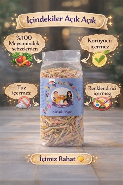 Tuzsuz Karışık Sebzeli Erişte 500 gr