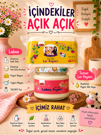 Tuzsuz Vakumlu Lor Peyniri 250gr - Labne Peyniri 300 Gr