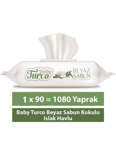 Baby Turco Beyaz Sabun Kokulu Islak Havlu 90'lı