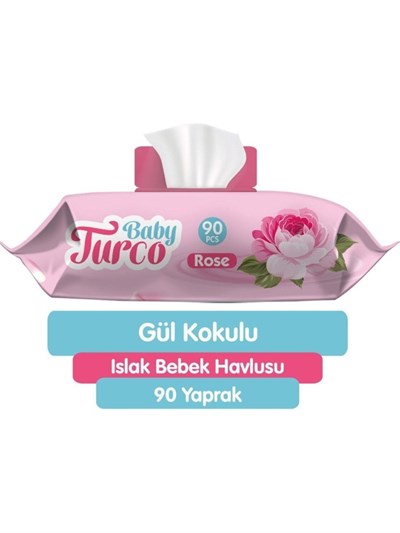 Baby Turco Gül Kokulu Islak Bebek Havlusu 90'lı