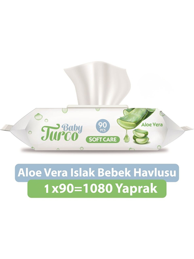Baby Turco Softcare Aloe Vera Islak Bebek Havlusu 90'lı