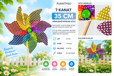 35 Cm 7 Kanat Puantiyeli Ruzgar Gulu
