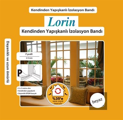 Kapı Pencere Bandı P Tipi Beyaz 6Mt