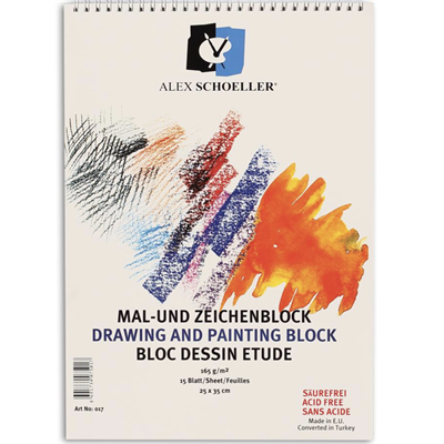 Alex Schoeller Spiralli Resim Defteri 25x35 cm 165 gr 15 Yaprak