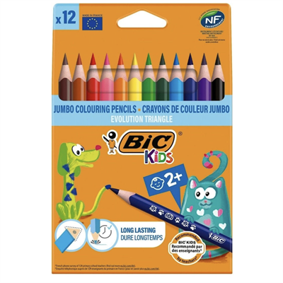 BIC Jumbo Kuru Boya 12 renk Evolution Okul ve Resim Seti Seti