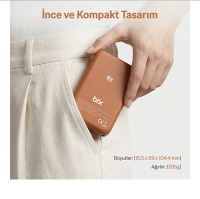 Bix PB121 25W Magsafe Kablosuz Powerbank 10000 Mah Orange
