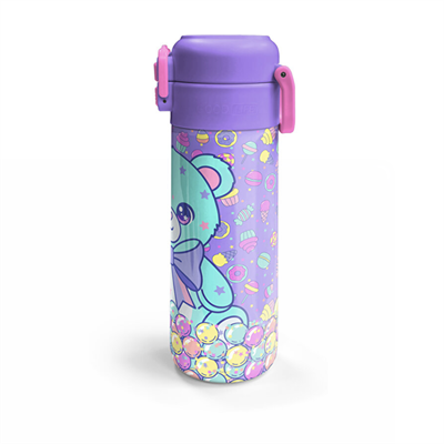 Coral High 38105 Mor Yeşil Ayıcık Desenli Çelik Termos 500 ml
