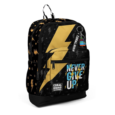 Coral High 33220 Never Give Up Desenli Siyah Sırt Çantası 