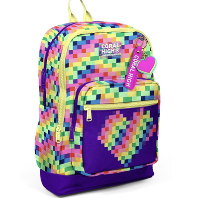 Coral High 33208 Pixel Kalp Desenli Sırt Çantası 