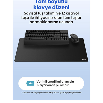 Daxi MK-260 Kablosuz Klavye Mouse Set 2.4 GHz Siyah Q TR