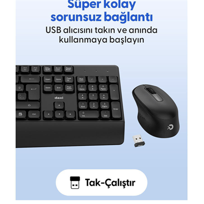Daxi MK-260 Kablosuz Klavye Mouse Set 2.4 GHz Siyah Q TR