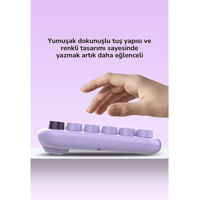 Daxi MK-340 Bluetooth Kablosuz Klavye Mouse Set Lavanta Retro