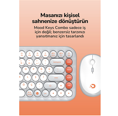 Daxi MK-340 Kablosuz Bluetooth Klavye Orange-Grey Retro