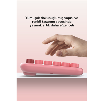 Daxi MK-340 Kablosuz Bluetooth Klavye Coral Pink Retro