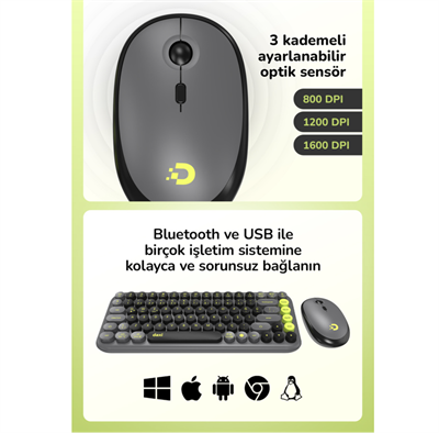  MK340 Mood Keys Combo Kablosuz Bluetooth Klavye Mouse Seti 