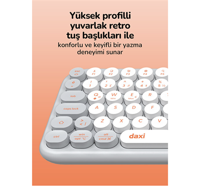 Daxi MK-340 Kablosuz Bluetooth Klavye Orange-Grey Retro