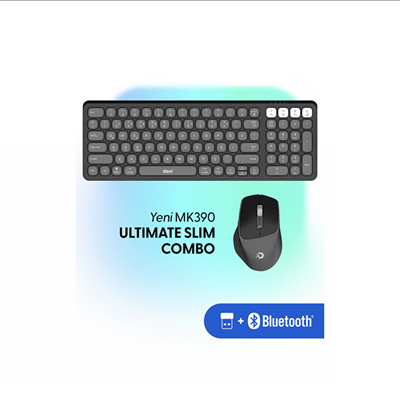 Daxi MK-390 Kablosuz Bluetooth/WiFi Klavye Set Retro Siyah