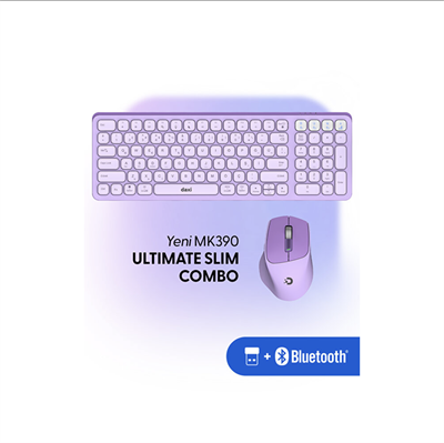 Daxi MK-390 Kablosuz Bluetooth/WiFi Klavye Set Retro Lavanta