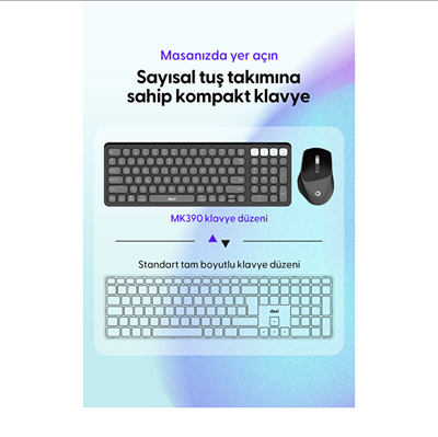 Daxi MK-390 Kablosuz Bluetooth/WiFi Klavye Set Retro Siyah