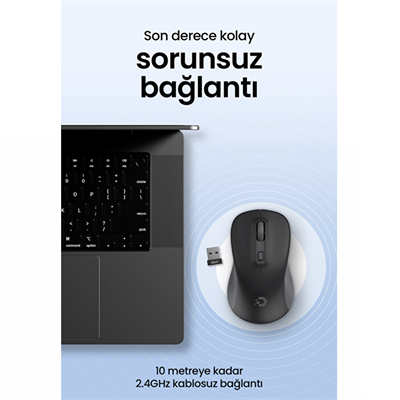 Daxi MX-100 Comfort Plus 2.4 GHz Sessiz Kablosuz Mouse Siyah