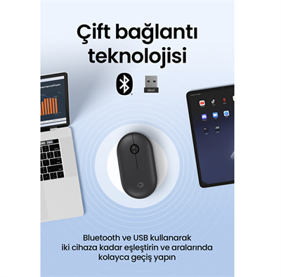 Daxi MX-300 Bluetooth 2.4 GHz Sessiz Kablosuz Mouse Siyah 