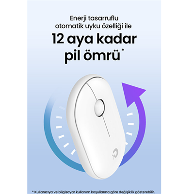 Daxi MX-300 Beyaz Bluetooth ve 2.4GHz Kablosuz Mouse