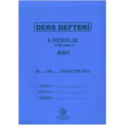 Dilman 8 Ders Yoklamalı Sınıf Defteri Plastik Kapak