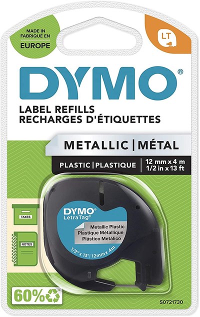 Dymo LetraTag Gri Kağıt Şerit (12mm X 4metre)