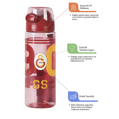Galatasaray Aslan 500 ml Pipetli Plastik Matara 