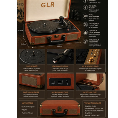 Glrtech Music Player FM GLR-201 Taşınabilir Müzik Çalar