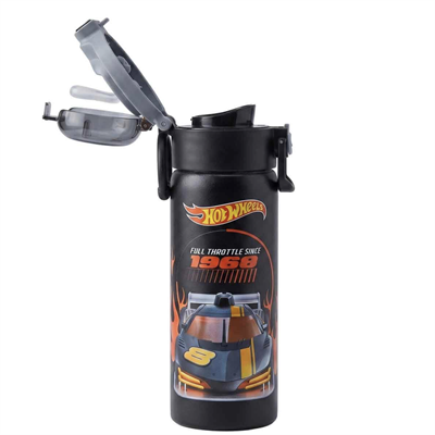 Hot Wheels Çift Fonksiyon Kapaklı Çelik Matara 600 ml 3821